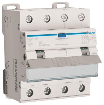 Hager Fi-LS 4P 10kA C-25A 30mA   ADX475D 