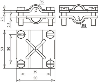 DEHN Kreuzstück St/tZn 50x50mm M6 314307 