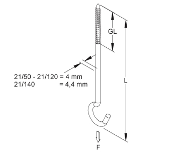 Kleinhuis Deckenhaken Holzgewinde  21/50 
