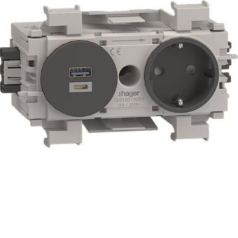 Hager Steckdose 1fach USB A+C GS16019011 