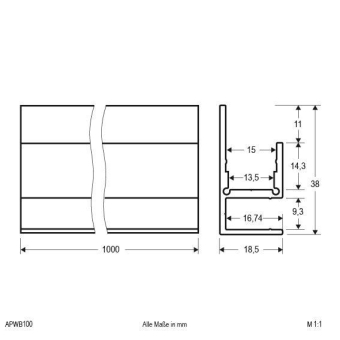 EVN Alu-Profil-Blende 1000 mm    APWB100 