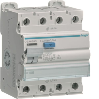 Hager Fi-Schalter 4polig 10kA    CGA680D 
