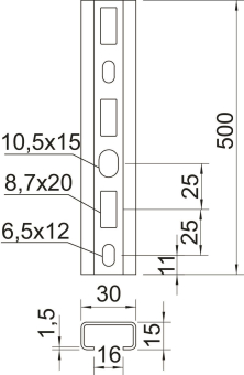 OBO CM3015P0500FT Profilschiene gelocht 