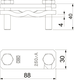 OBO 250 A Diagonalklemme 88x30x45 St 