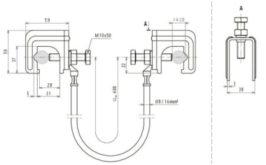 Dehn 416941 UES  UES 16 L600 2VK RD10 28 