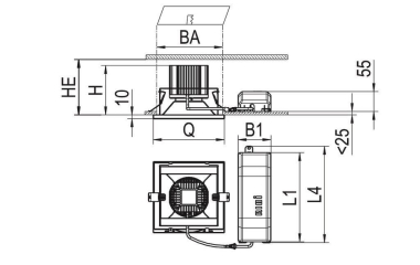 RIDI Einbaudownlight EDLQ 195/1100-840 W 