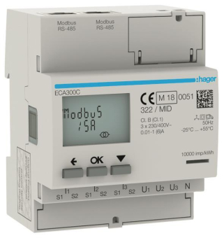 Hager Energiezähler 3phasig      ECA300C 