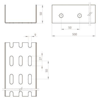 Unex U-Profil gelocht 0,50m        66938 