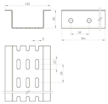 Unex Omega-Profil gelocht 3m V2A   66897 