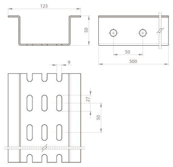 Unex Omega-Profil gelocht 0,50m    66837 