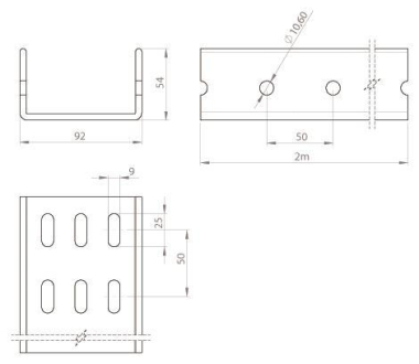 Unex isol. U-Profil 2m gelocht     66806 