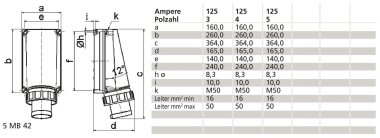BALS CEE Wandgerätestecker 125A 5- 24202 
