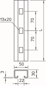 OBO MS5030RP0220FT Profilschiene gelocht 