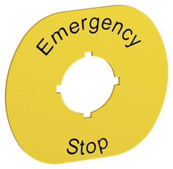 ABB gelb Textschild Emergency   MA6-1026 