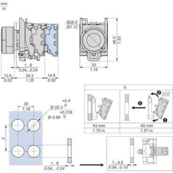 Schneider Leuchtdrucktaster   XB4BW34B55 