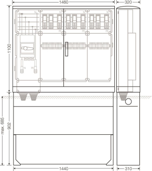 Hensel Ladeverteiler     Mi EV 43kW 9010 