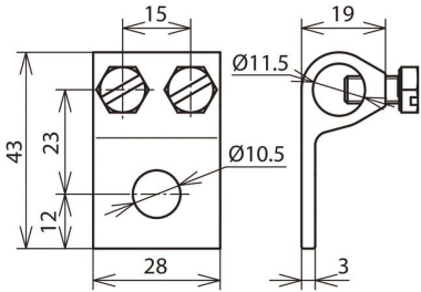 DEHN Klemmschuh Al m. Bohrung D   347205 