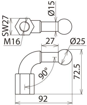 Dehn 757600 KFP 25 W90    KFP 25 W90 M16 