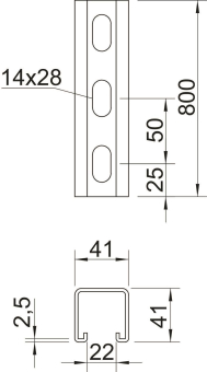 OBO MS4141P0800FT Profilschiene gelocht 