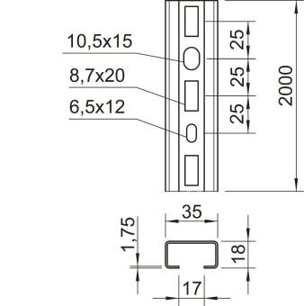 OBO CMS3518P2000FT Profilschiene gelocht 