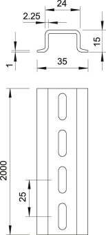 OBO 2069 15 2.2 GTPL Hutschiene gelocht 