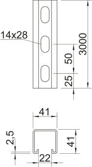 OBO MS4141P3000A4 Profilschiene gelocht 