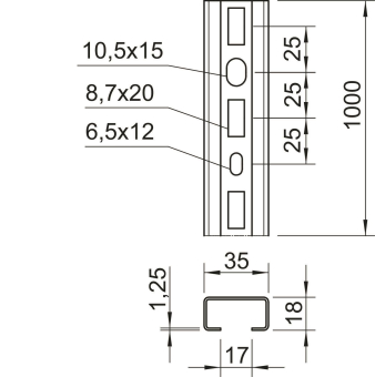 OBO CML3518P1000FT Profilschiene gelocht 