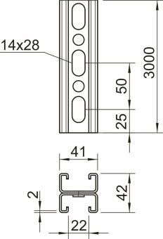 OBO MS4142P3000FS Profilschiene gelocht 