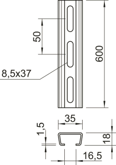 OBO AML3518P0600FT Profilschiene gelocht 