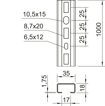 OBO CMS3518P1000FT Profilschiene gelocht 