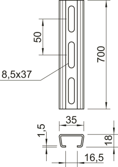 OBO AML3518P0700FT Profilschiene gelocht 