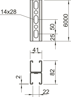 OBO MS4182P6000FS Profilschiene gelocht 