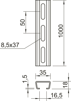 OBO AMS3518P1000A2 Profilschiene gelocht 