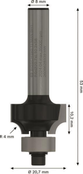 Bosch Abrundfräser 8mm R1 4mm 2608628339 