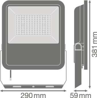 LEDV FLOODLIGHT AREA 72 W 3000 K BK 