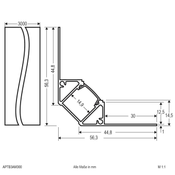 EVN Alu Trockenbauprofil mit  APTB3AM300 