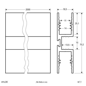 EVN Alu Profil eloxiert 200cm    APSL200 