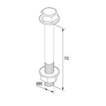 Unex Schraube DIN 6921 mit Muttern M8x70 