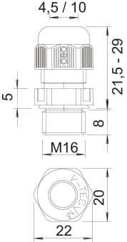OBO V-TEC VM16 SW Kabelverschraubung 