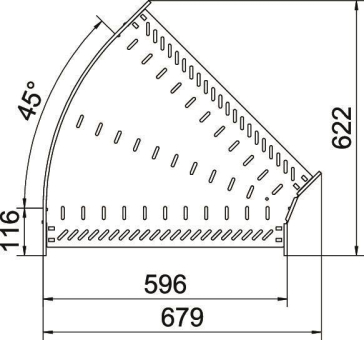 OBO RB 45 660 FS Bogen 45° f.Kabelrinne 