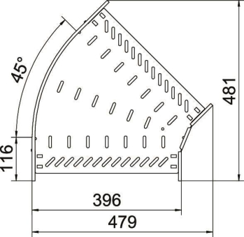 OBO RB 45 640 FS Bogen 45° f.Kabelrinne 