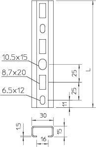 OBO CM3015P0600FT Profilschiene gelocht 
