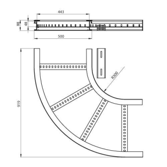 Unex Flachbogen 90  lichtgrau   67506-04 