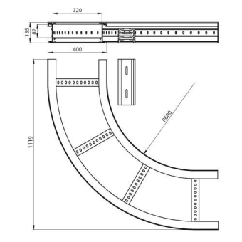 Unex Flachbogen 90  lichtgrau   67427-04 