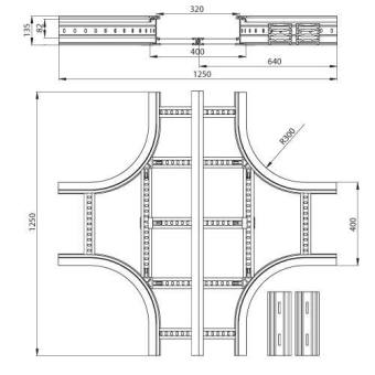 Unex Kreuzung 135x400mm R300    67428-04 