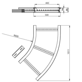 Unex Flachbogen 45  lichtgrau   67517-04 