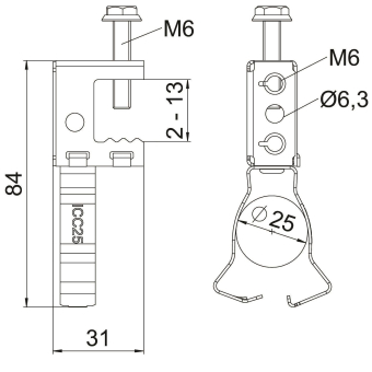 OBO SKS 213 D20/25 Trägerschraubklammer 