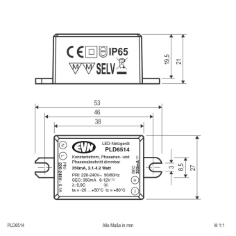 EVN NG 350mA 2,1-4,2W IP65      PLD6514 