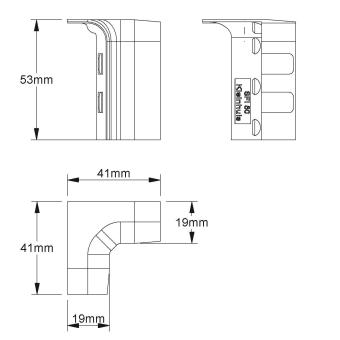 Kleinhuis Inneneck 90° 53x18,5mm SFI50.3 