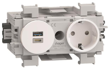 Hager Steckdose 1fach USB A+C GS16019010 